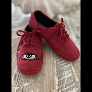 Vans Classic Triple Red Evil Third Eye Skate Shoes Sneaker Women 7 Kid Youth 5.5
